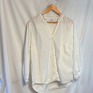 Old Navy White Cotton Cottagecore Lace-Trim Button-Down Shirt SZ XL